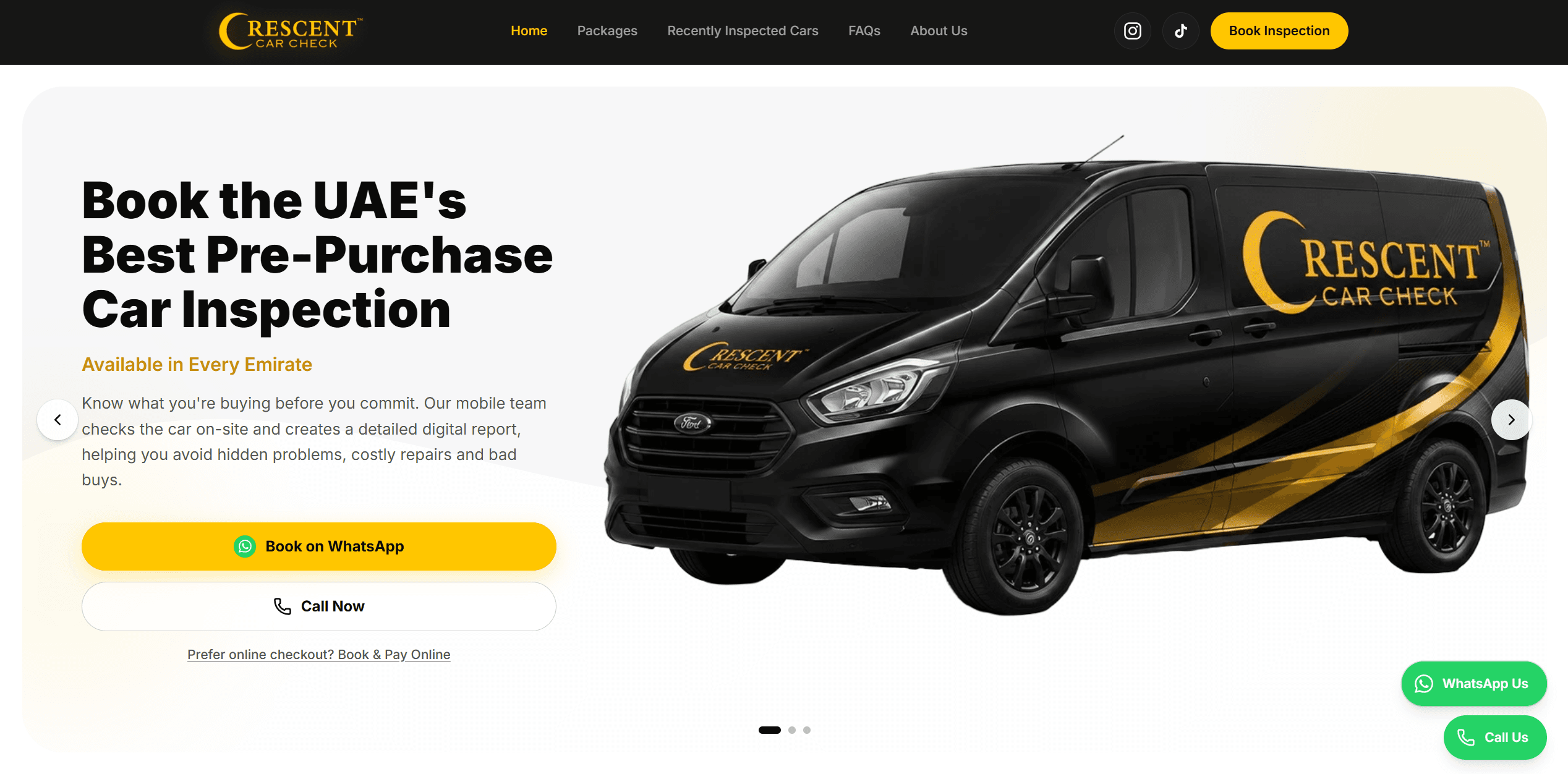 Crescent Car Check website